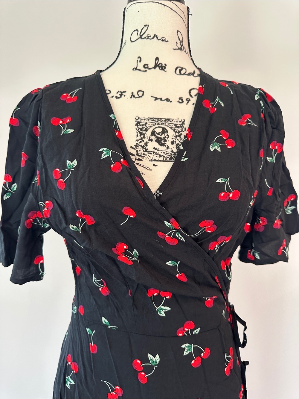 SHEIN Black Cherry Wraparound Maxi Dress with waist tie size L sexy feminine - Picture 2 of 12